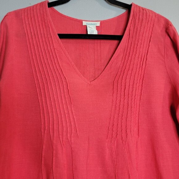 Sundance Women's Medium Linen Tunic V-neck Long Sleeve Pink - Picture 6 of 6